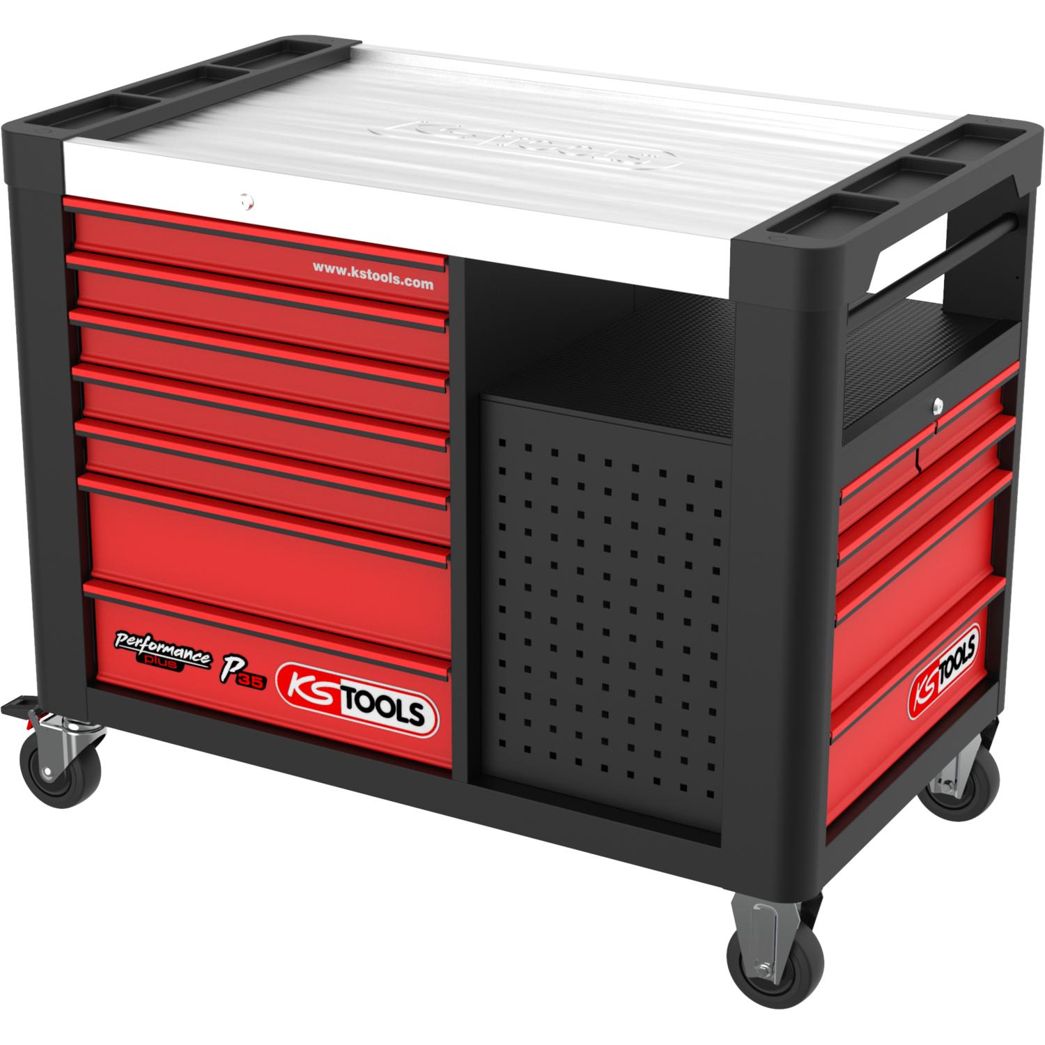 KS Tools PERFORMANCEplus P35 SCHWARZ/ROT Werkstattwagen mit 12 Schubladen-1 Hauptbild