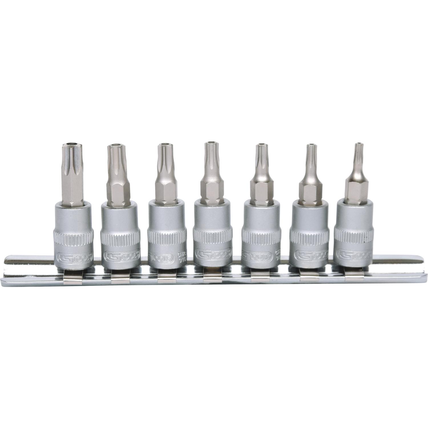 KS Tools 1/4" Bit-Stecknuss-Satz, 7-tlg, TB10-TB40 mit Stirnlochbohrung-1 Hauptbild