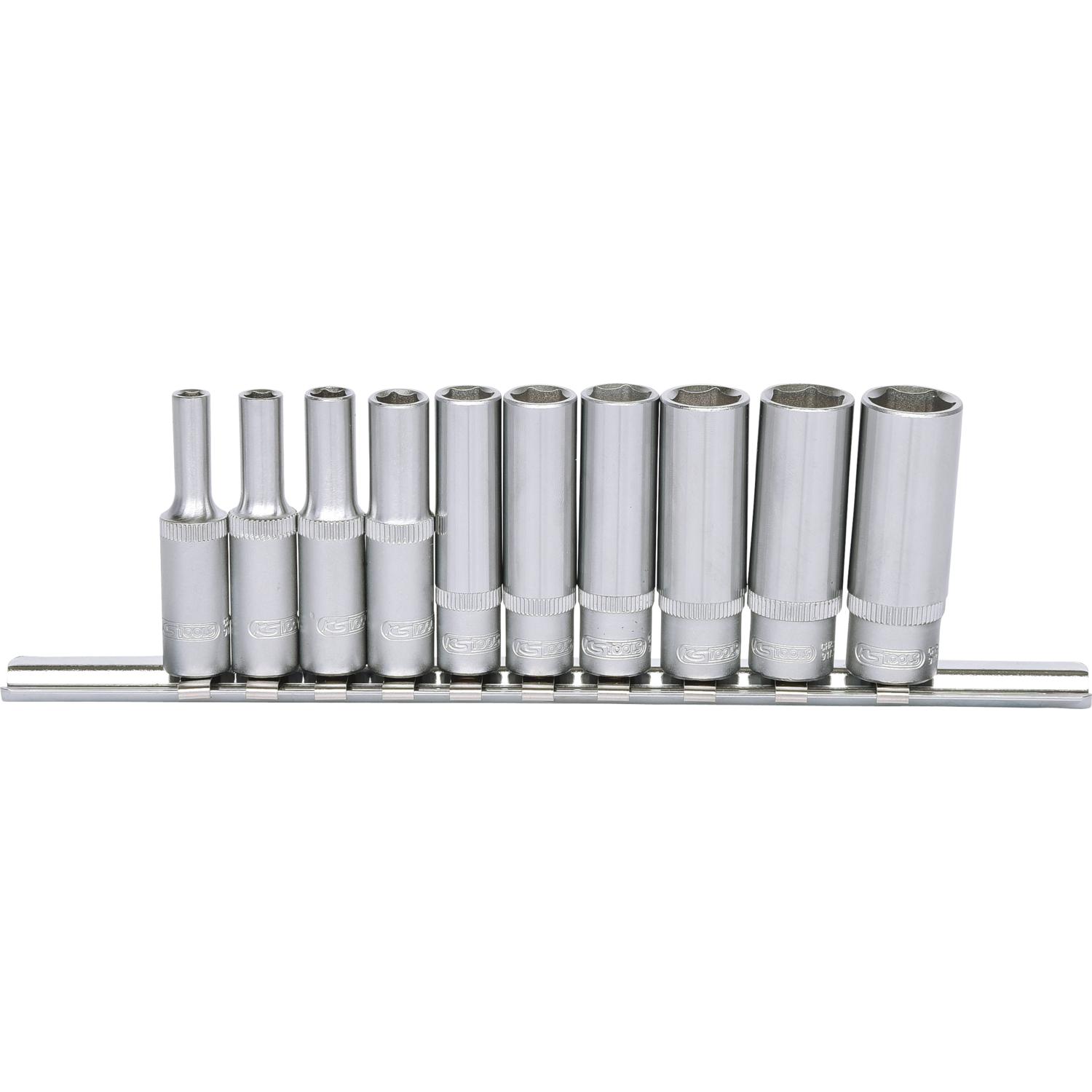KS Tools 1/4" Sechskant-Stecknuss-Satz, lang, 10-tlg 4-13mm-1 Hauptbild