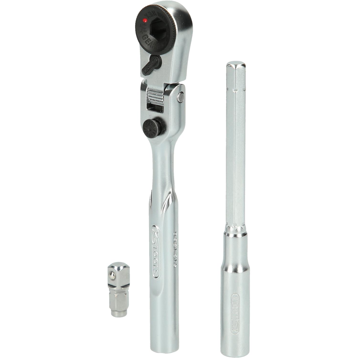 KS Tools 1/4" Bit-Gelenk-Umschaltknarren-Satz mit Steckadapter für Stecknüsse, 3-tlg-1 Hauptbild