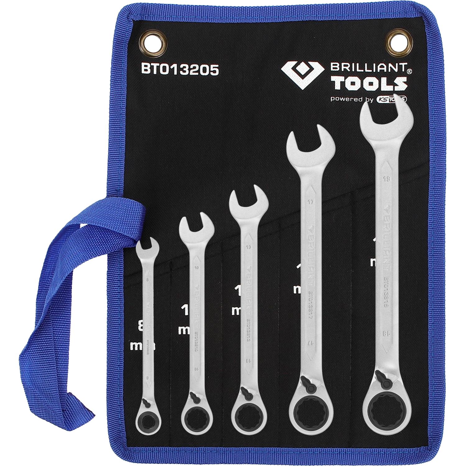 Brilliant Tools Ratschenringschlüssel-Satz, 5-tlg, umschaltbar, 8 - 19 mm-2 Hauptbild