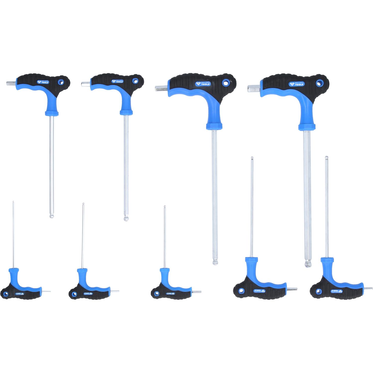 Brilliant Tools T-Griff-Kugelkopf-Innensechskant-Winkelstiftschlüssel-Satz, 9-tlg-2 Hauptbild