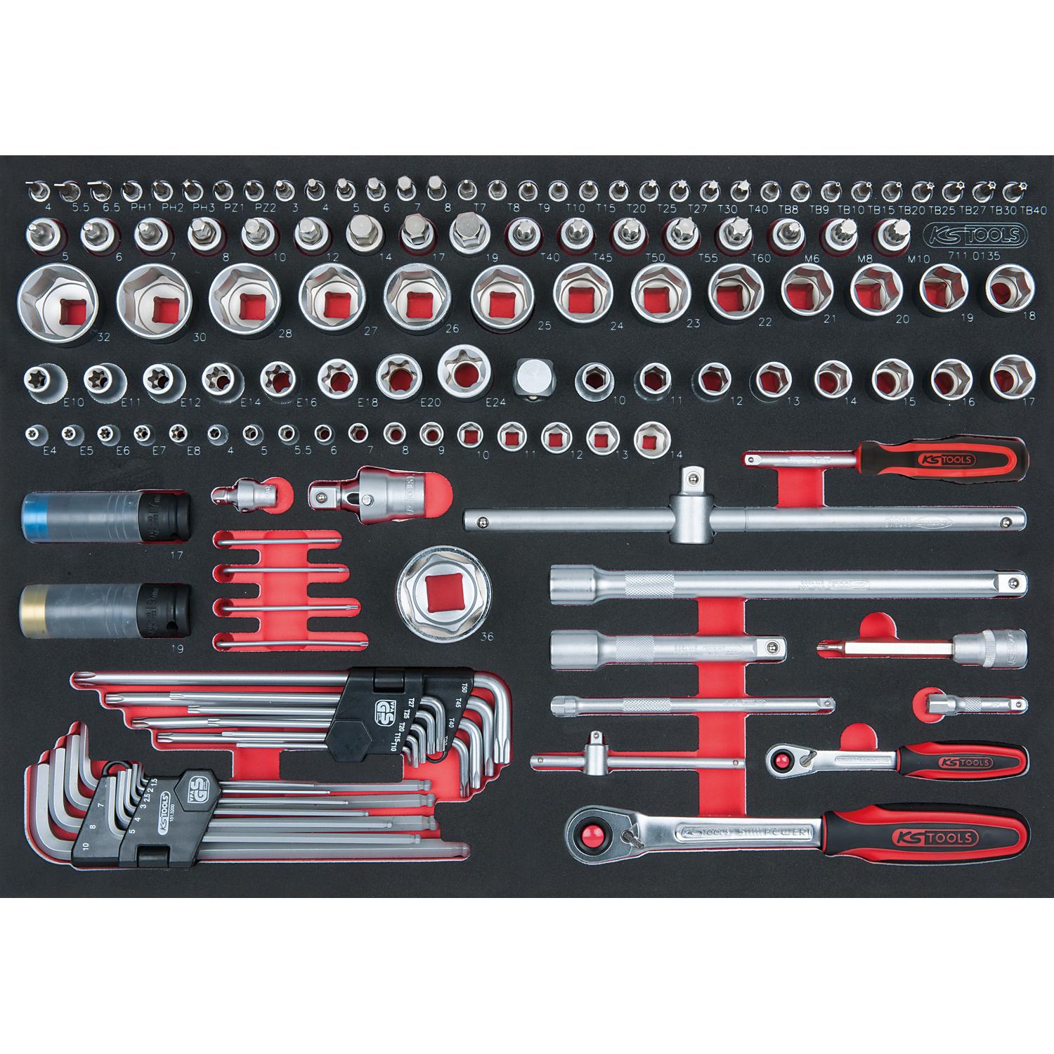 KS Tools SCS 1/4"+1/2" Steckschlüssel-Satz, 135-tlg in 1/1 Systemeinlage-1 Foto Produkt Allgemein Werkstatteinrichtung