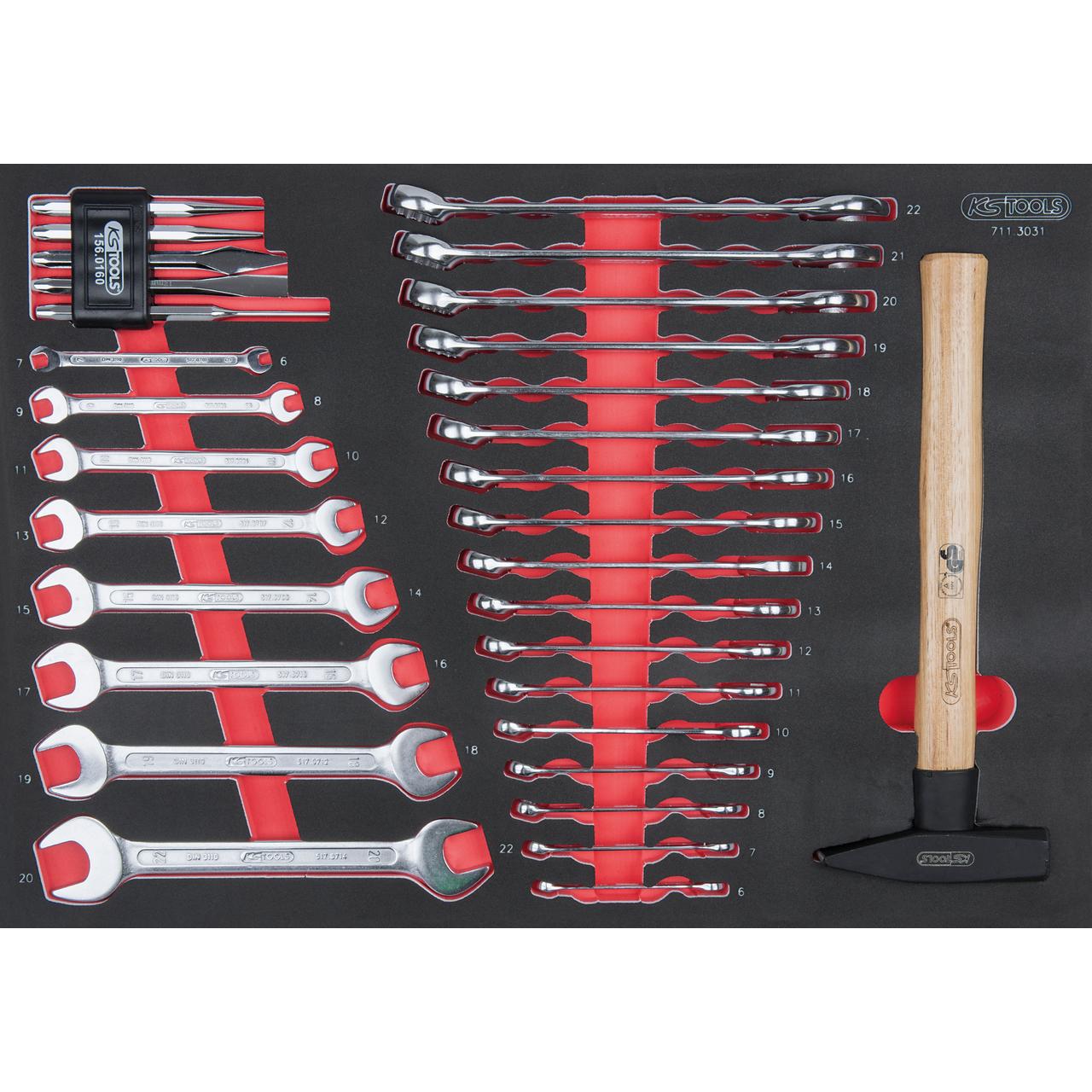 KS Tools SCS Schlüssel- und Hammer-Satz, metrisch, 31-tlg in 1/1 Systemeinlage-1 Foto Produkt Allgemein Werkstatteinrichtung