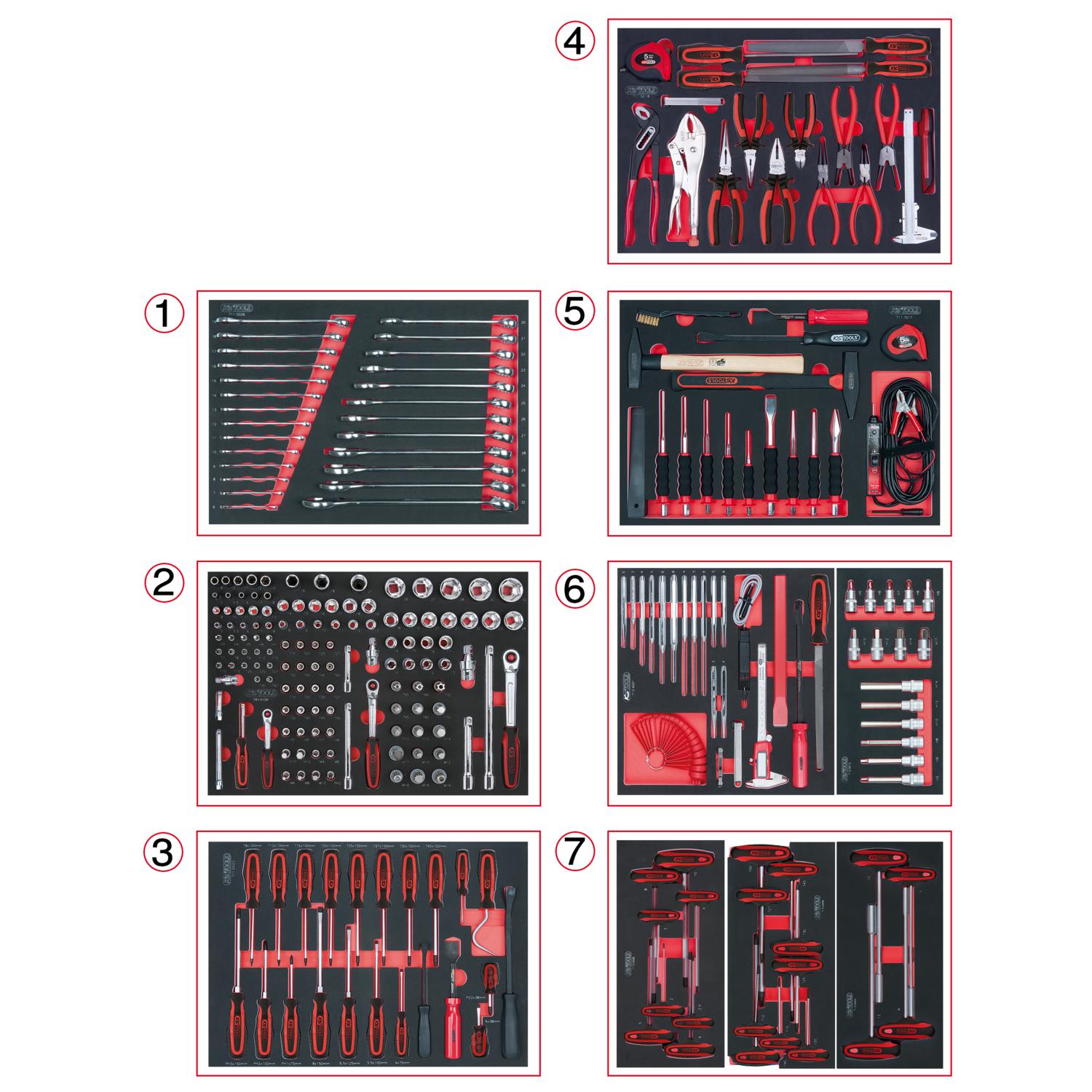 KS Tools Universal-Systemeinlagen-Satz für 7 Schubladen mit 269 Premium-Werkzeugen-1 Foto Produkt Allgemein Werkstatteinrichtung