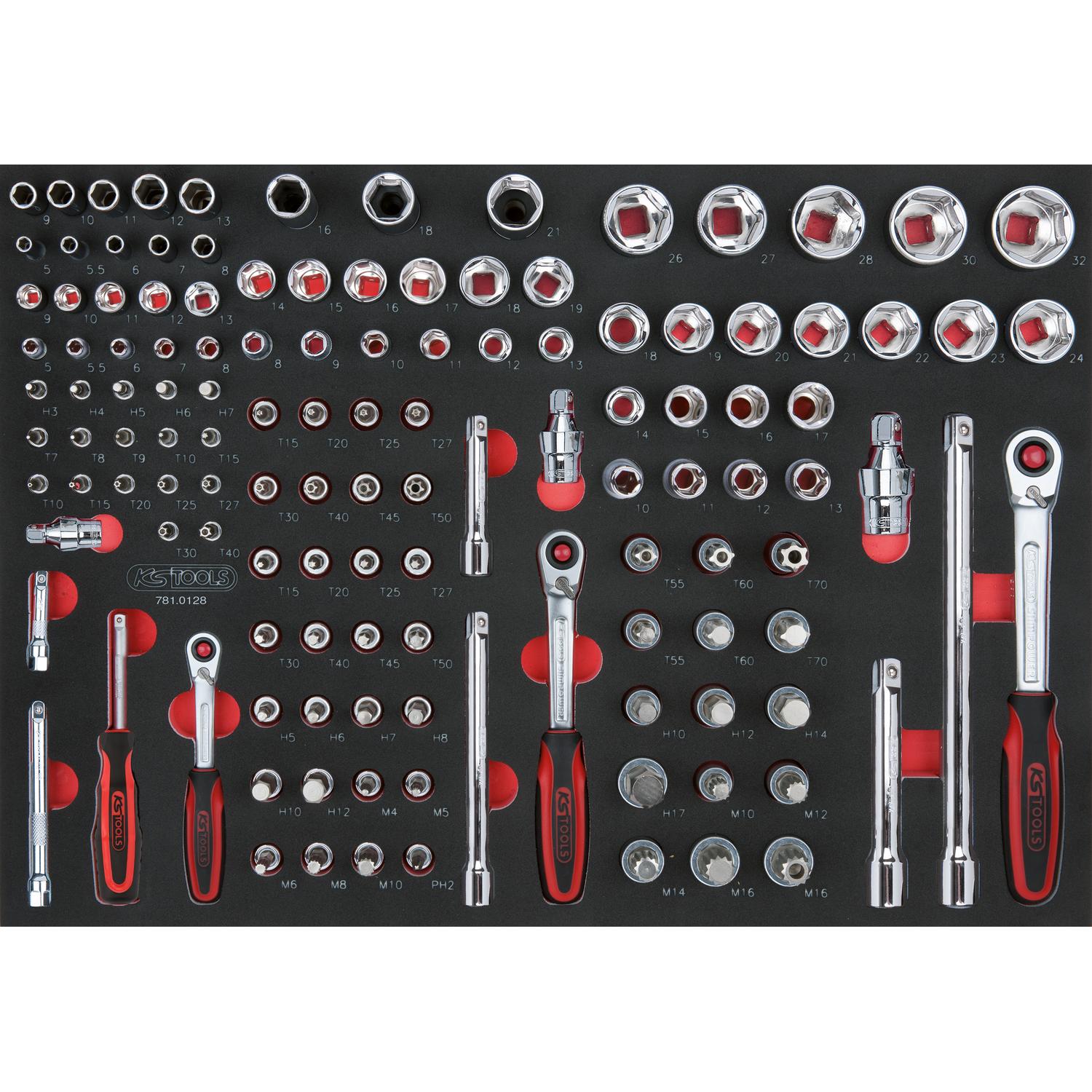 KS Tools SCS CHROMEplus 1/4"+3/8"+1/2" Steckschlüssel-Satz, 128-tlg in 1/1 Systemeinlage-1 Foto Produkt Allgemein Werkstatteinrichtung