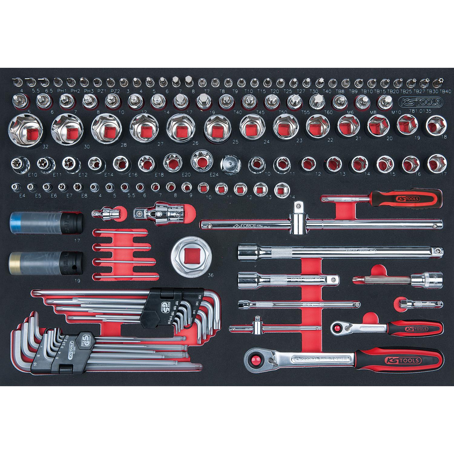 KS Tools SCS CHROMEplus 1/4"+1/2" Steckschlüssel-Satz, 135-tlg in 1/1 Systemeinlage-1 Foto Produkt Allgemein Werkstatteinrichtung