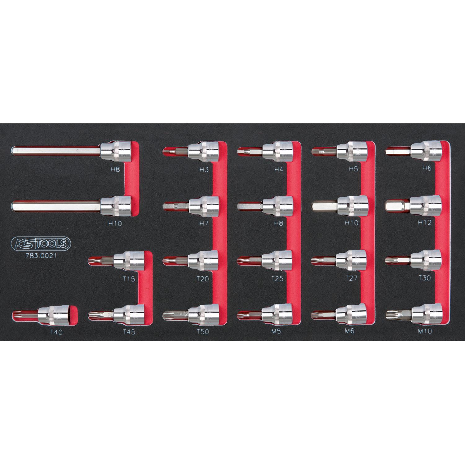 KS Tools SCS CHROMEplus 3/8" Bit-Stecknuss-Satz , 21-tlg in 1/3 Systemeinlage-1 Foto Produkt Allgemein Werkstatteinrichtung