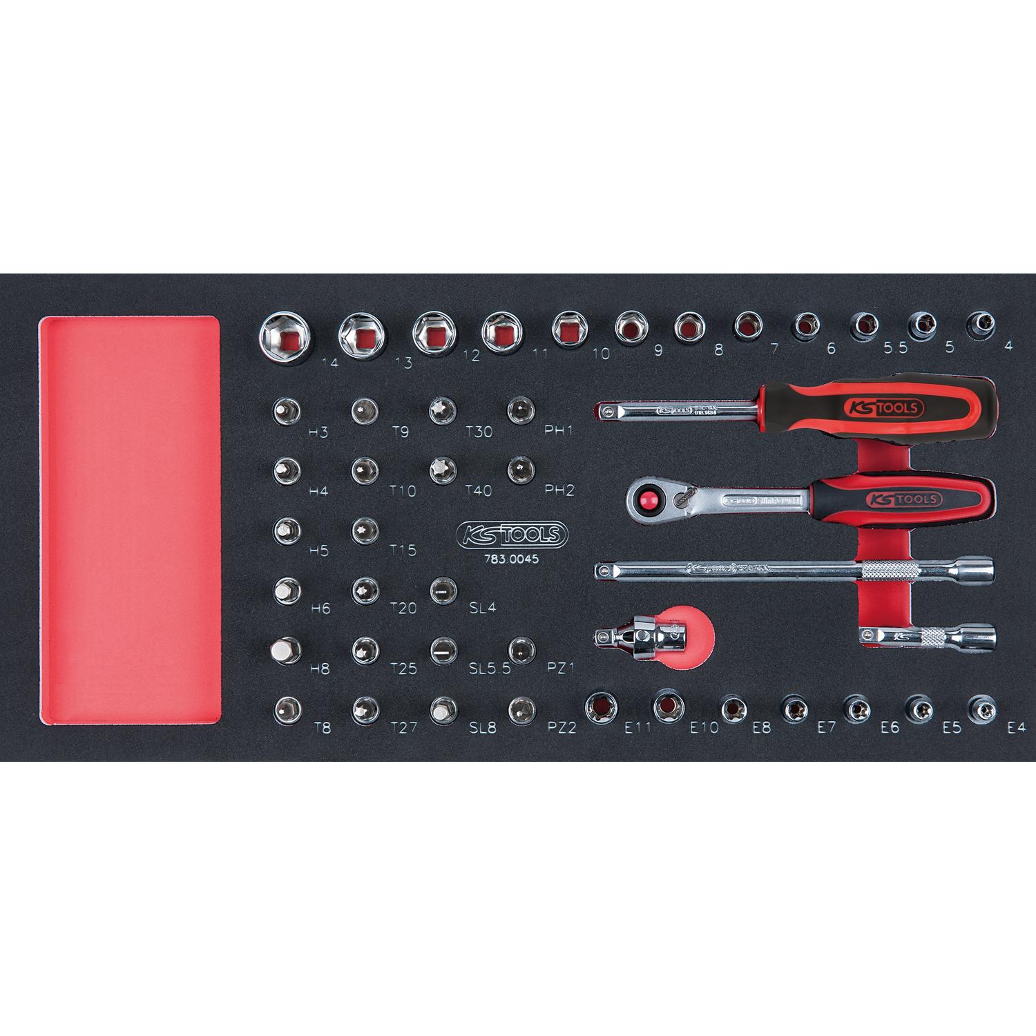 KS Tools SCS CHROMEplus 1/4" Steckschlüssel-Satz, 45-tlg in 1/3 Systemeinlage-1 Foto Produkt Allgemein Werkstatteinrichtung
