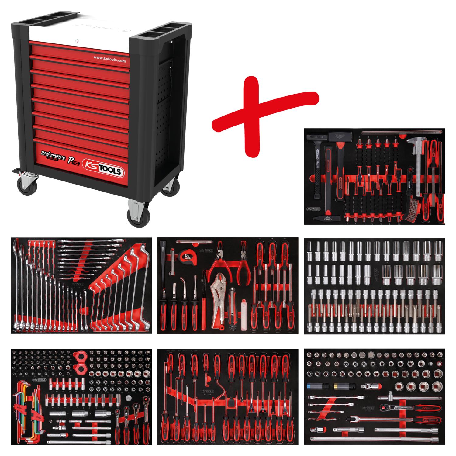 KS Tools Performanceplus Werkstattwagen-Satz P10 mit 403 Werkzeugen für 7 Schubladen-1 Foto Produkt Allgemein Werkstatteinrichtung