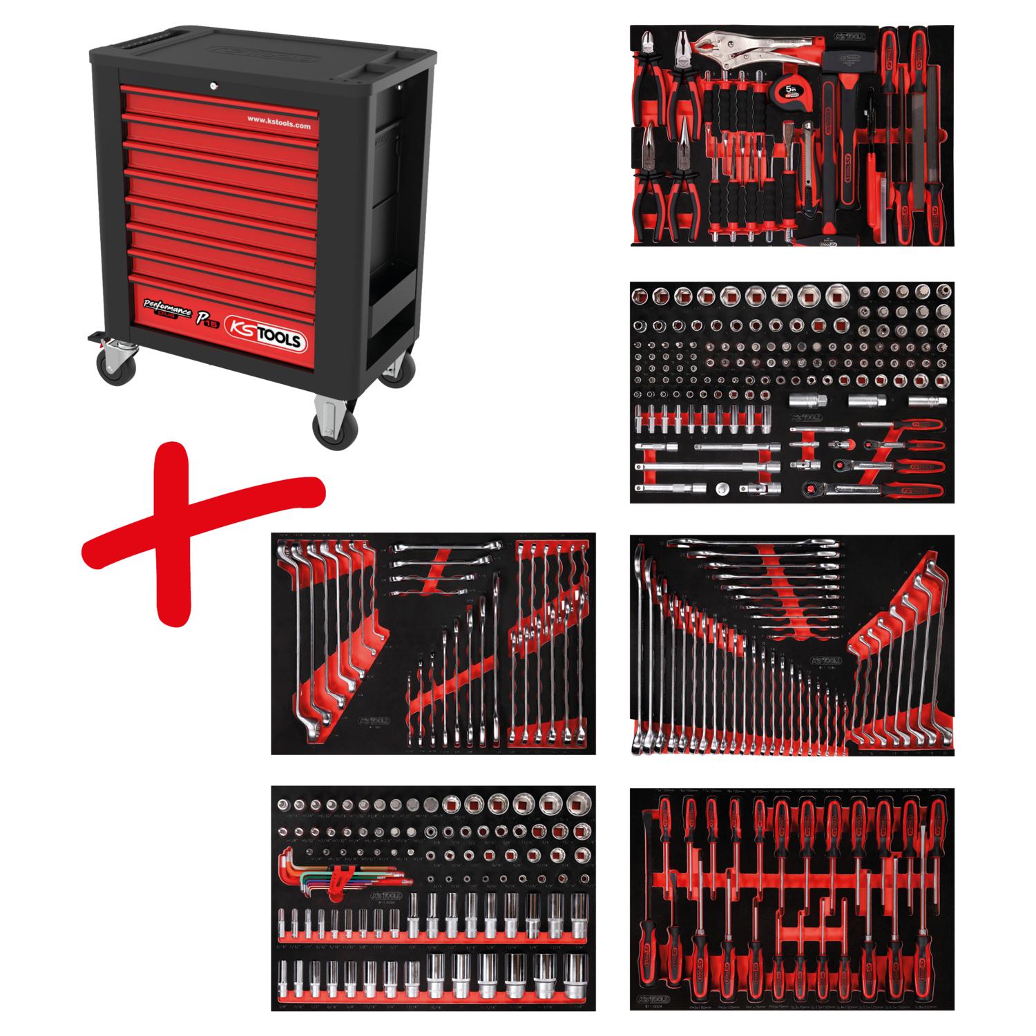 KS Tools Performanceplus Werkstattwagen-Satz P15 mit 366 Werkzeugen für 6 Schubladen-1 Foto Produkt Allgemein Werkstatteinrichtung