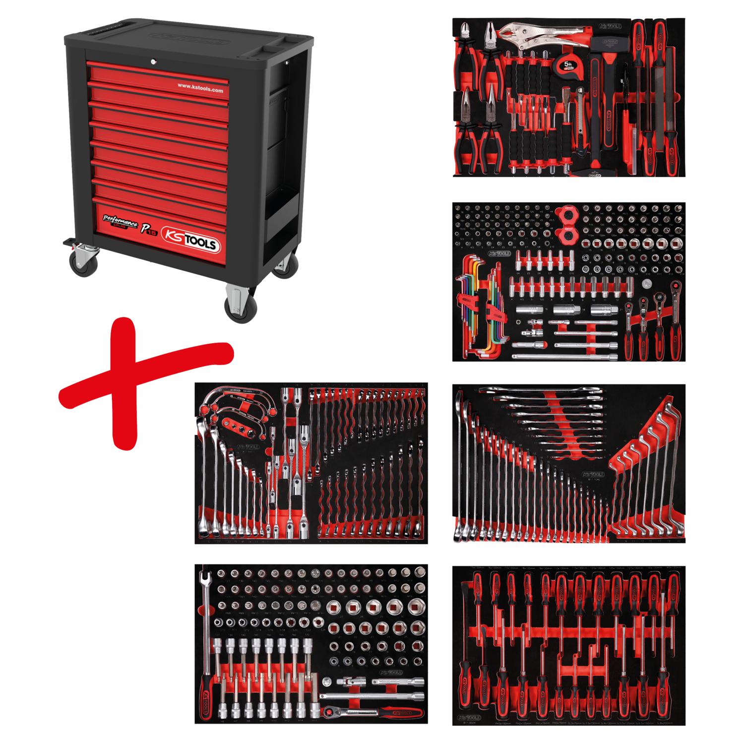 KS Tools Performanceplus Werkstattwagen-Satz P15 mit 399 Werkzeugen für 6 Schubladen-1 Foto Produkt Allgemein Werkstatteinrichtung