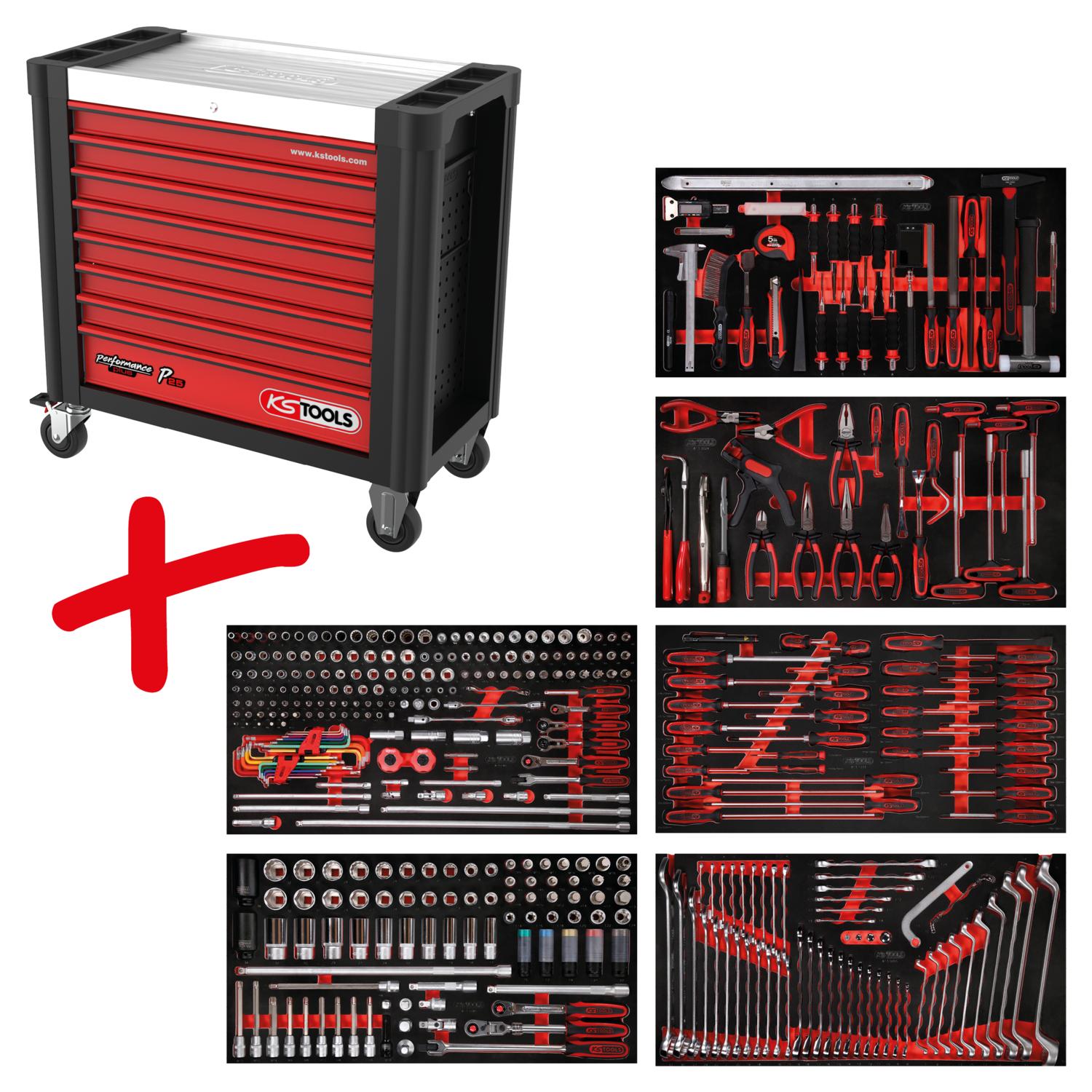 KS Tools Performanceplus Werkstattwagen-Satz P25 mit 416 Werkzeugen für 6 Schubladen-1 Foto Produkt Allgemein Werkstatteinrichtung