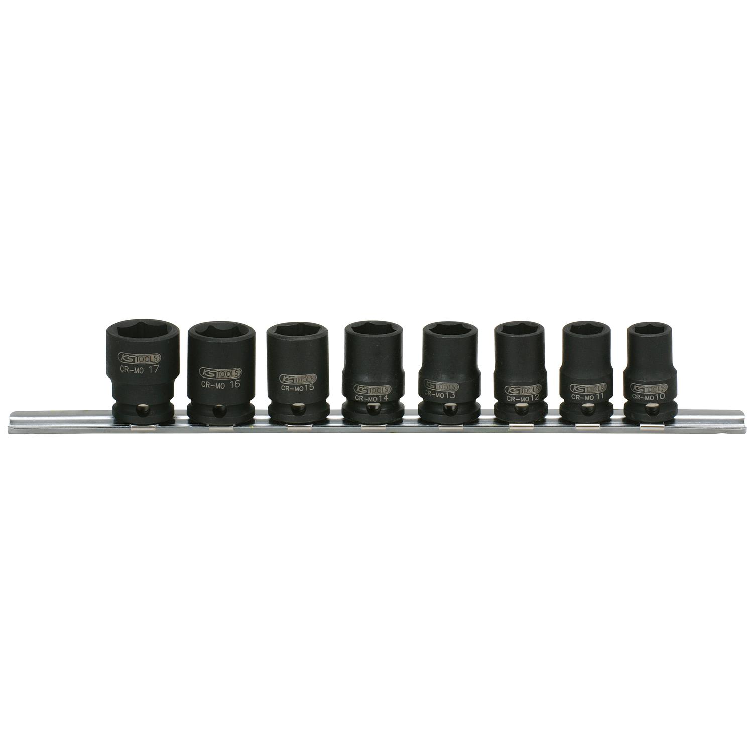 KS Tools 3/8" Sechskant-Kraft-Stecknuss-Satz, kurz, 8-tlg-1 Foto Produkt Allgemein Steckschlüssel