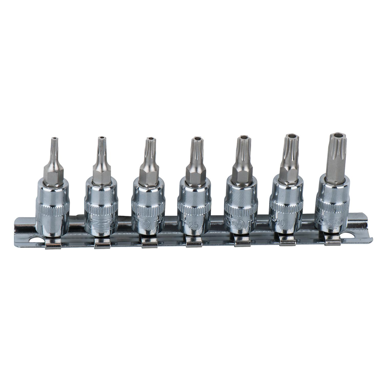 KS Tools 1/4" CHROMEplus Bit-Stecknuss-Satz Torx, Bohrung, 7-tlg TB10-TB40-1 Foto Produkt Allgemein Steckschlüssel
