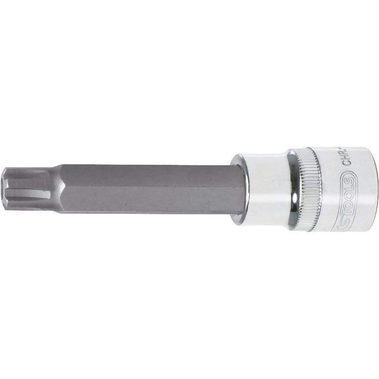 KS Tools 1/2" CHROMEplus Bit-Stecknuss RIBE mit Stirnlochbohrung,lang,M5-1 Foto Produkt Allgemein Steckschlüssel