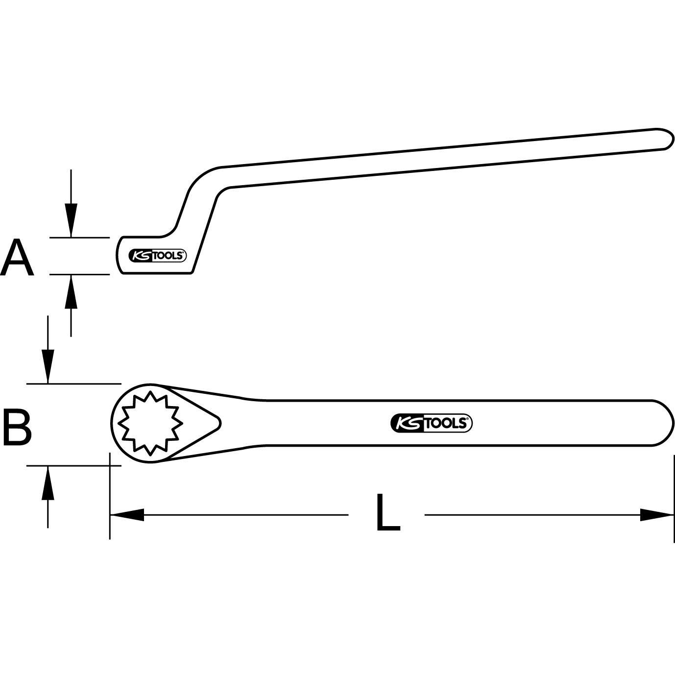 KS Tools Ringschlüssel mit Schutzisolierung, gekröpft , 19mm-2 Technische Zeichnung