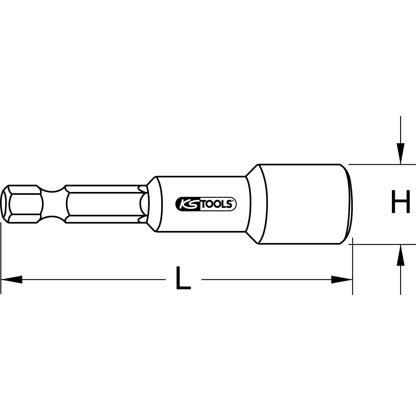 KS Tools 1/4" Einschraubwerkzeug, magnetisch,5mm-2 Technische Zeichnung