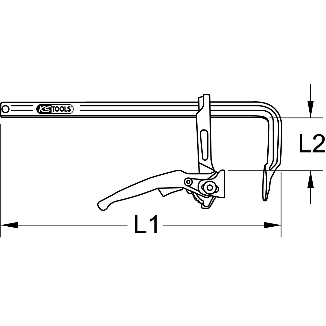 KS Tools Ganzstahl-Schnellspann-Schraubzwinge, 120x1000mm-2 Technische Zeichnung