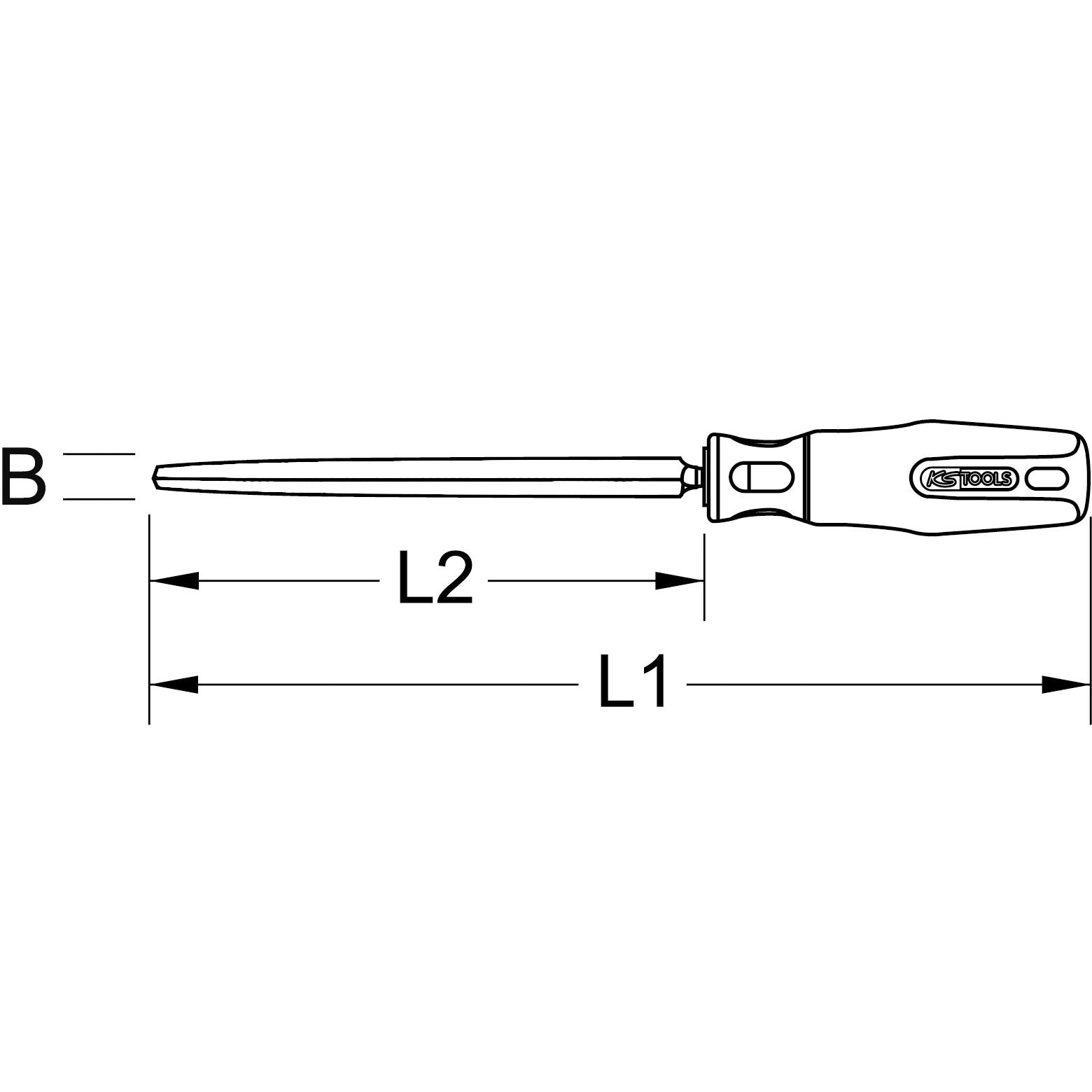KS Tools Dreikant-Hohlschaber, 410mm-2 Technische Zeichnung