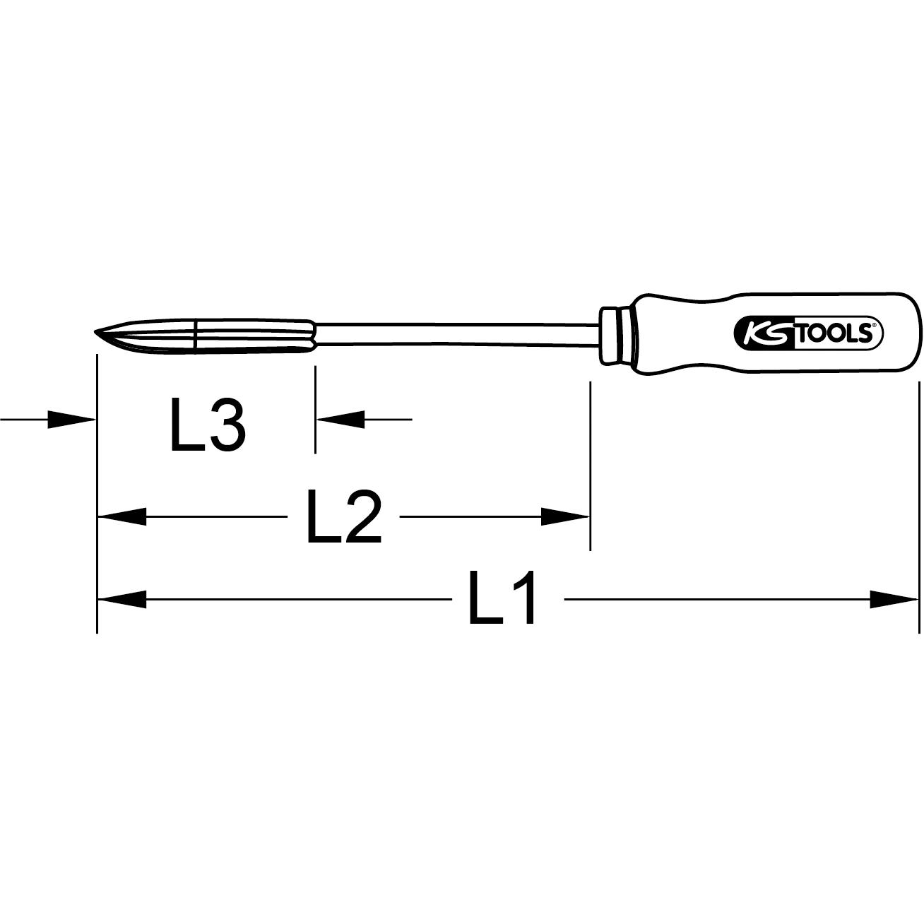 KS Tools Dreikant-Löffelschaber, 165mm-2 Technische Zeichnung
