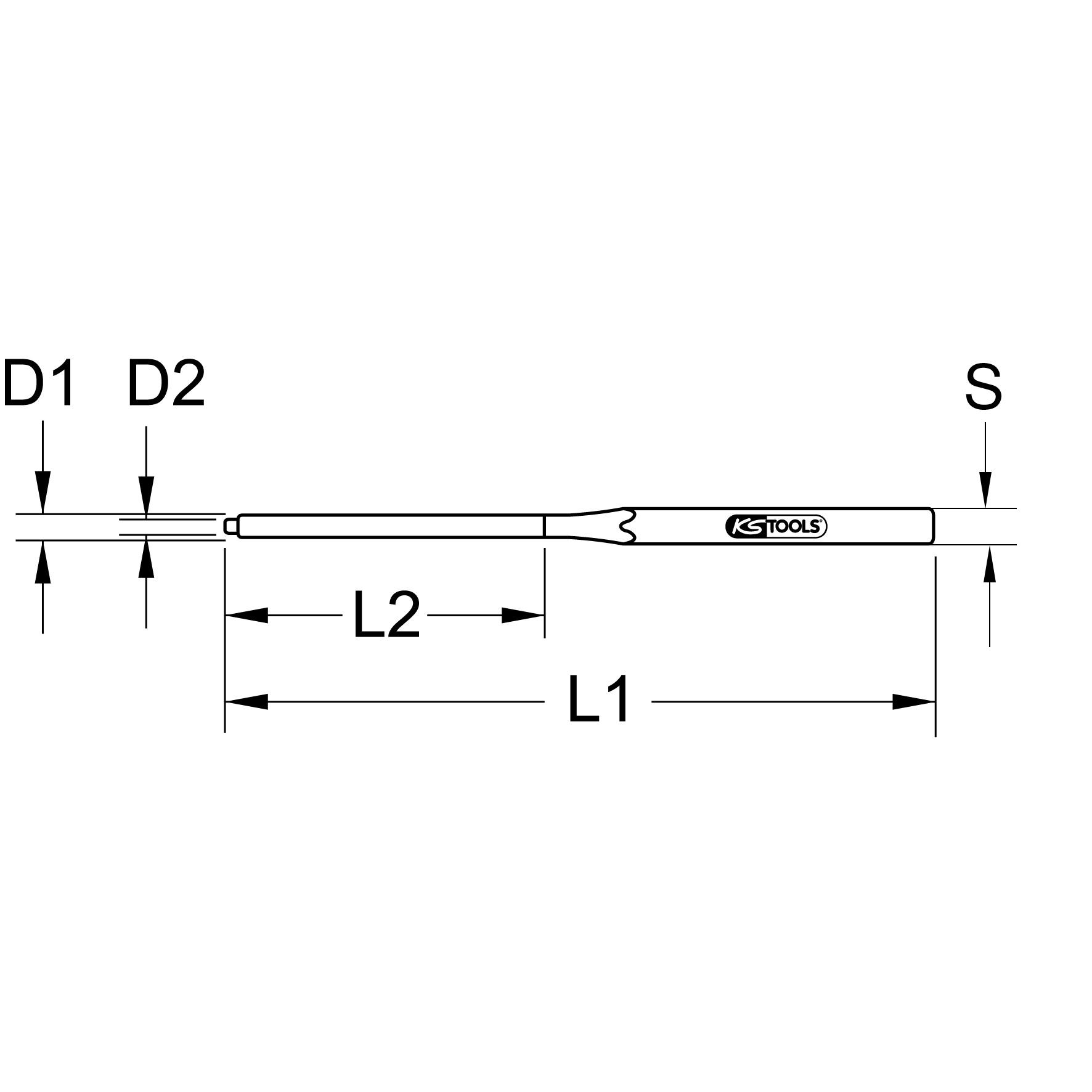 KS Tools Bremsklotz-Splinttreiber, Ø 4mm-2 Technische Zeichnung