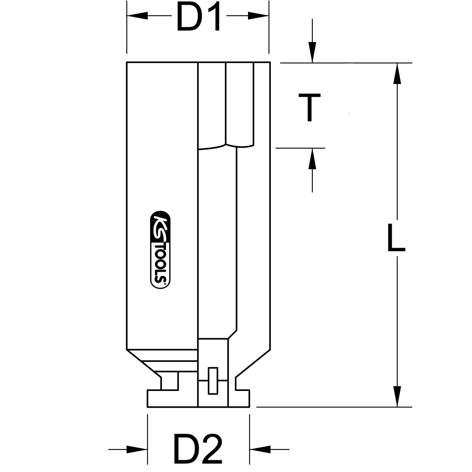 KS Tools 2.1/2" Sechskant-Kraft-Stecknuss, 85 mm-2 Technische Zeichnung