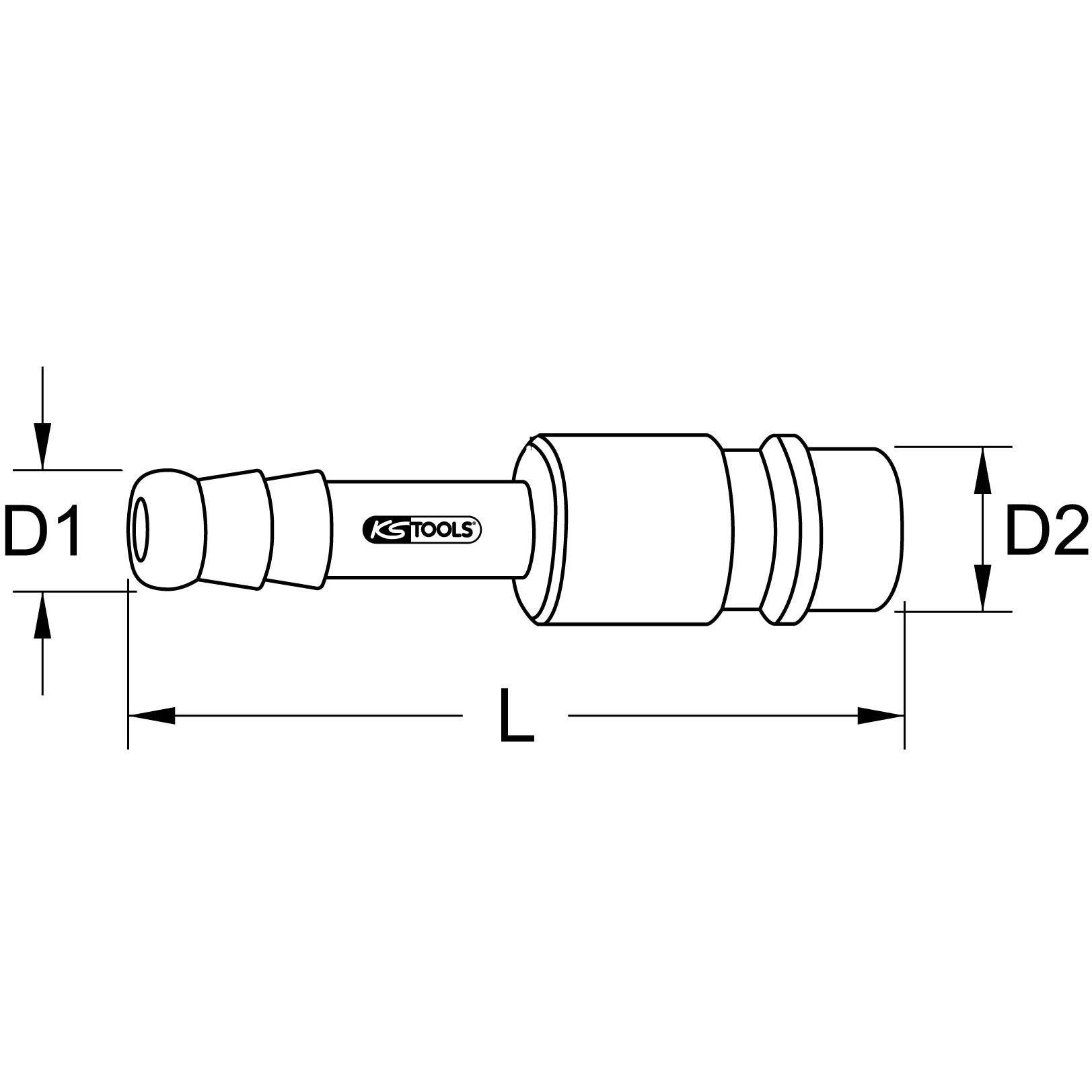 KS Tools Messing-Stecknippel mit Schlauchtülle, Ø6mm-2 Technische Zeichnung