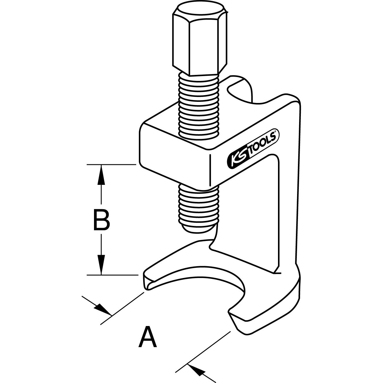 KS Tools Universal-Gelenkbolzen-Ausdrücker, 28mm-2 Technische Zeichnung