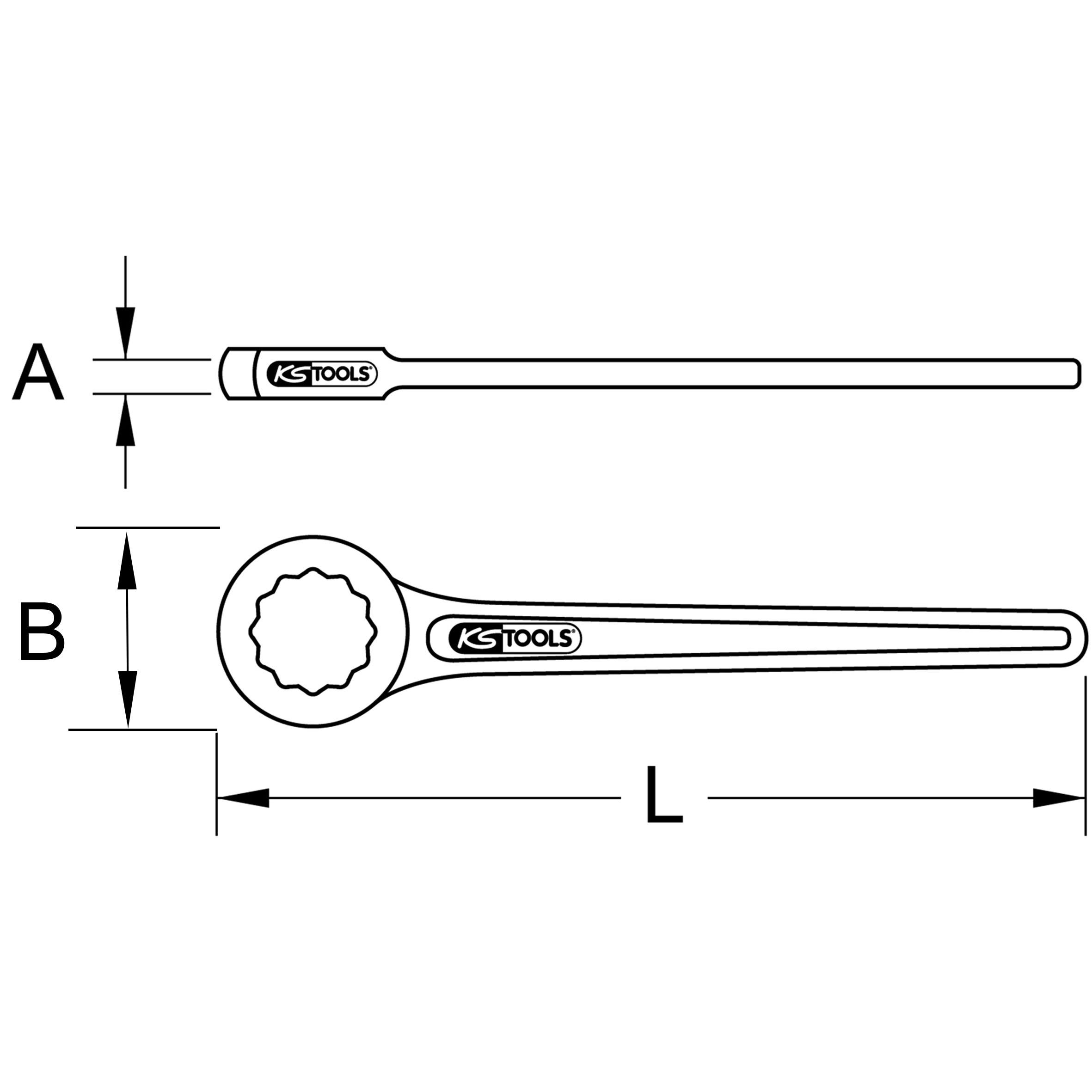 KS Tools BRONZEplus Einringschlüssel gerade 2.5/16"-2 Technische Zeichnung