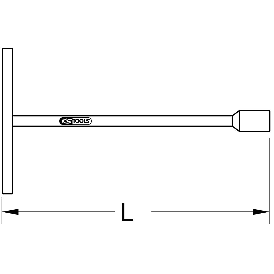 KS Tools BRONZEplus 6-kant-Steckschlüssel fester Quergriff 24 mm-2 Technische Zeichnung