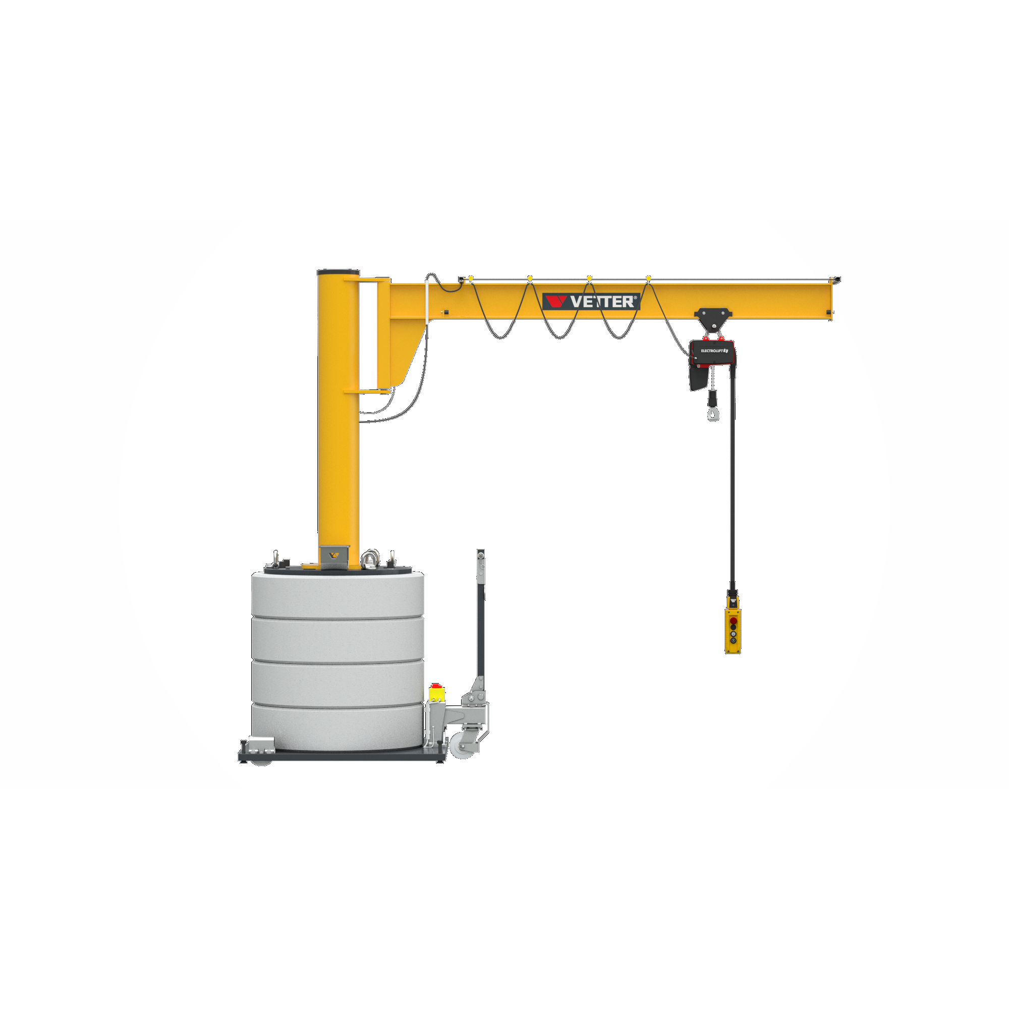 VETTER Krantechnik 320kg, 4,0m, 270°, Mobiler Schwenkkran MOB12-AS3,2-4,0 + Elektrokettenzug -1