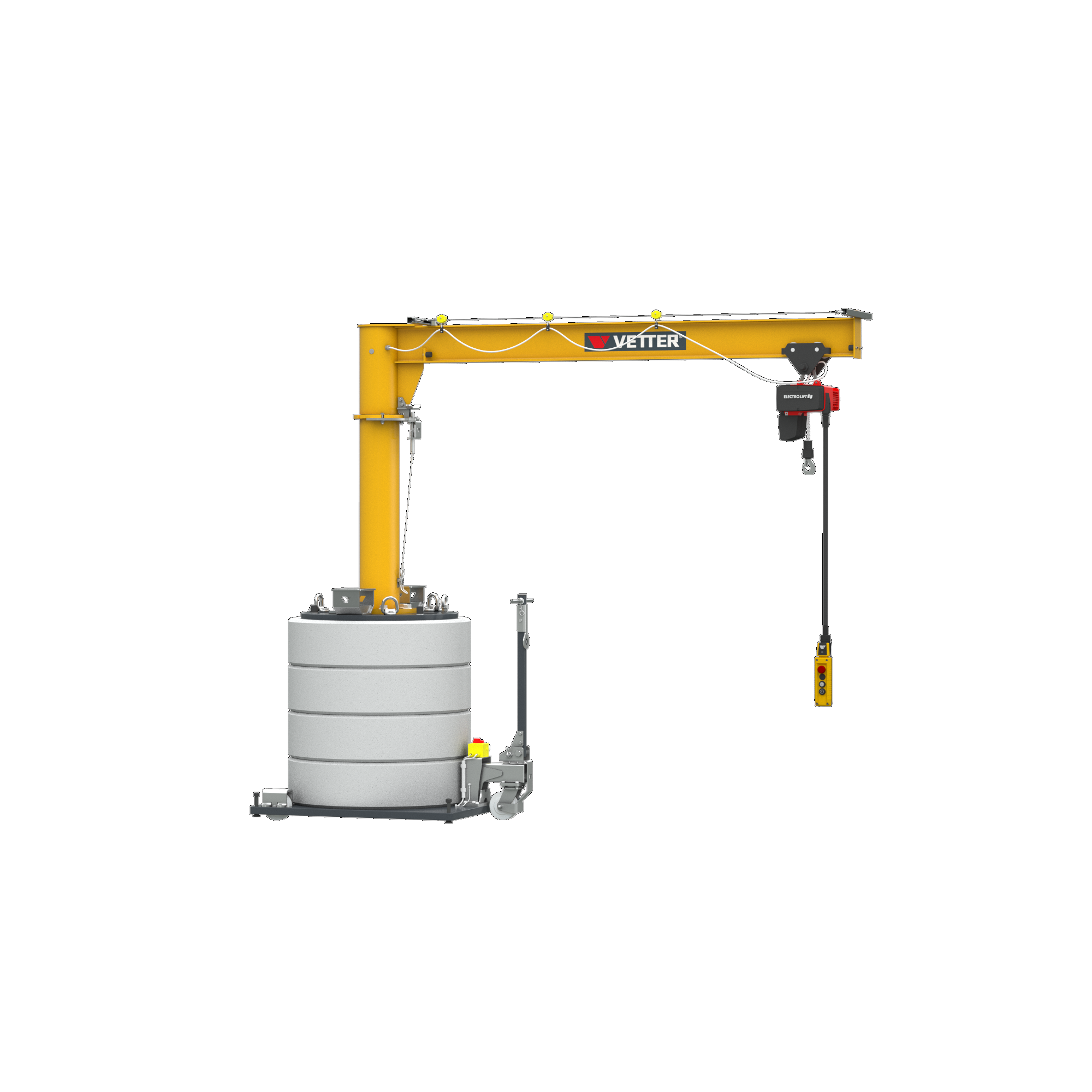 VETTER Krantechnik 1000kg, 2,0m, 360°, Mobiler Schwenkkran MOB12-PR10-2,0 + Elektrokettenzug -2