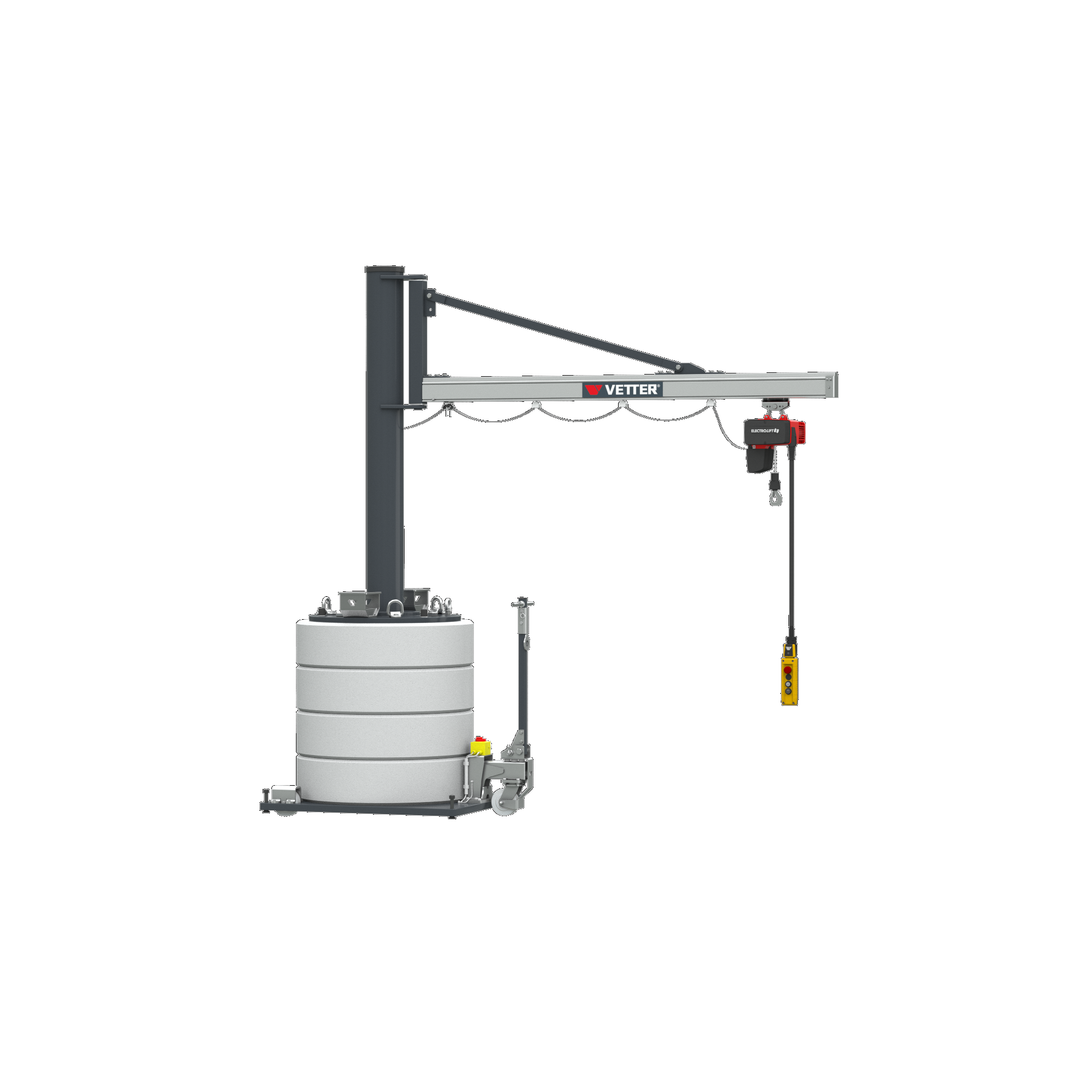 VETTER Krantechnik 320kg, 2,9m, 270°, Mobiler Schwenkkran MOB12-US3,2-2,9 + Elektrokettenzug -2
