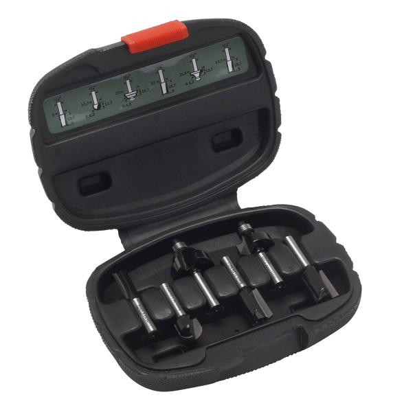 Bosch 6-teiliges TC-Fräserset im Kunststoffkoffer.