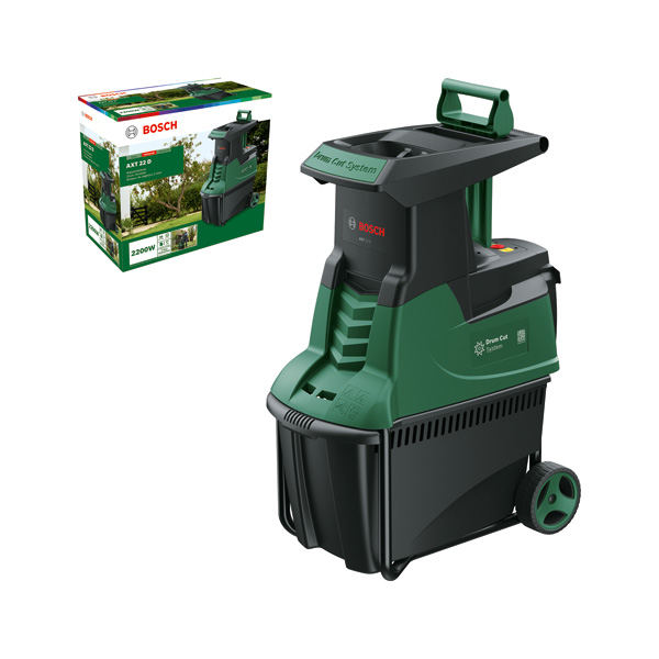 Bosch AXT 22 D Gartenhäcksler mit Trommelschnittsystem.