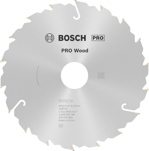 Bosch PRO Wood Kreissägeblatt 165 mm T18.