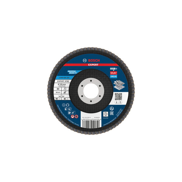 Bosch EXPERT X782 Fächerscheibe, abgewinkelt, 125 mm, Körnung 80.