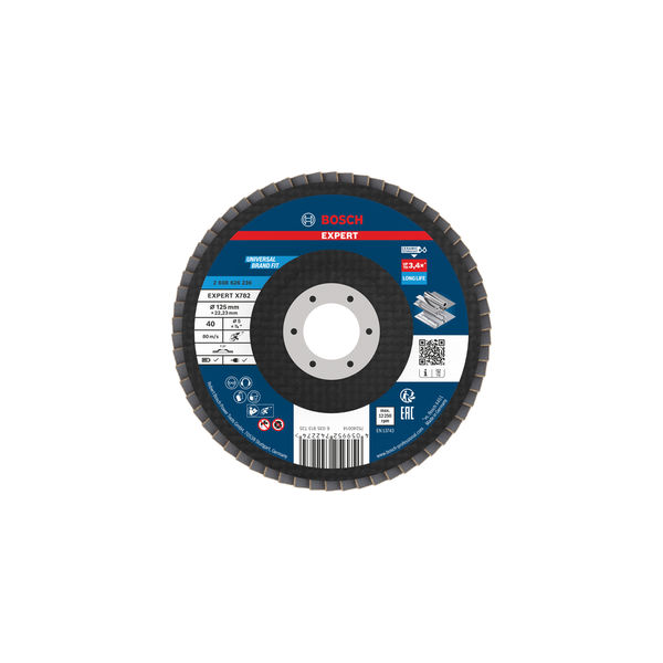 Bosch 2608626236 Fächerschleifscheibe -1 Bosch EXPERT X782 Fächerscheibe 125 mm G40 zum Metallschleifen.